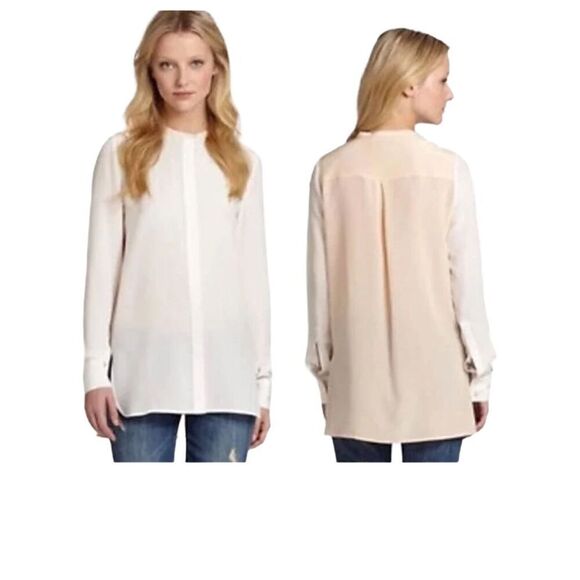 Vince color block silk button down shirt size 4 - Picture 4 of 10